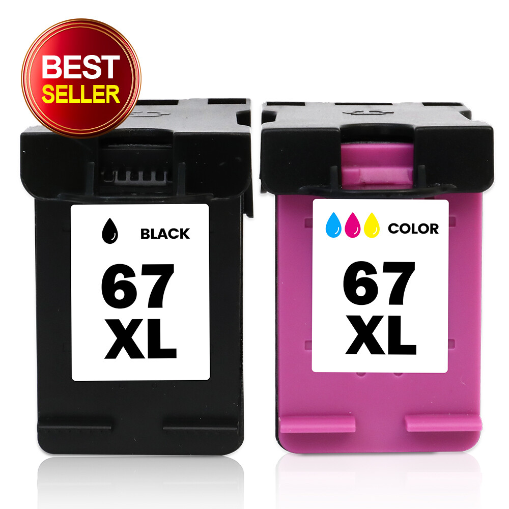67XL Combo Ink Replacement For HP 67 Ink Cartridge Deskjet 2855e 2755e 2700e 2PK