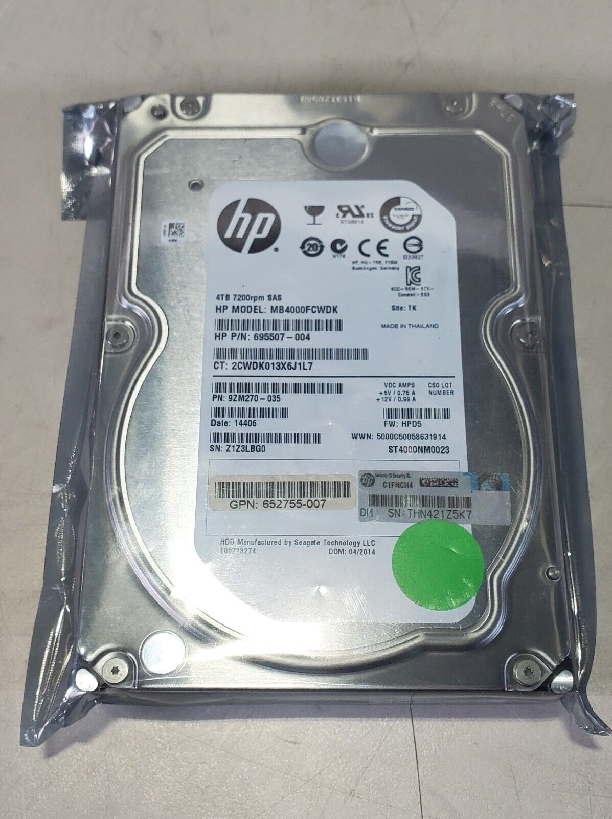 HP MB4000FCWDK 4TB SAS 7.2k 3.5\