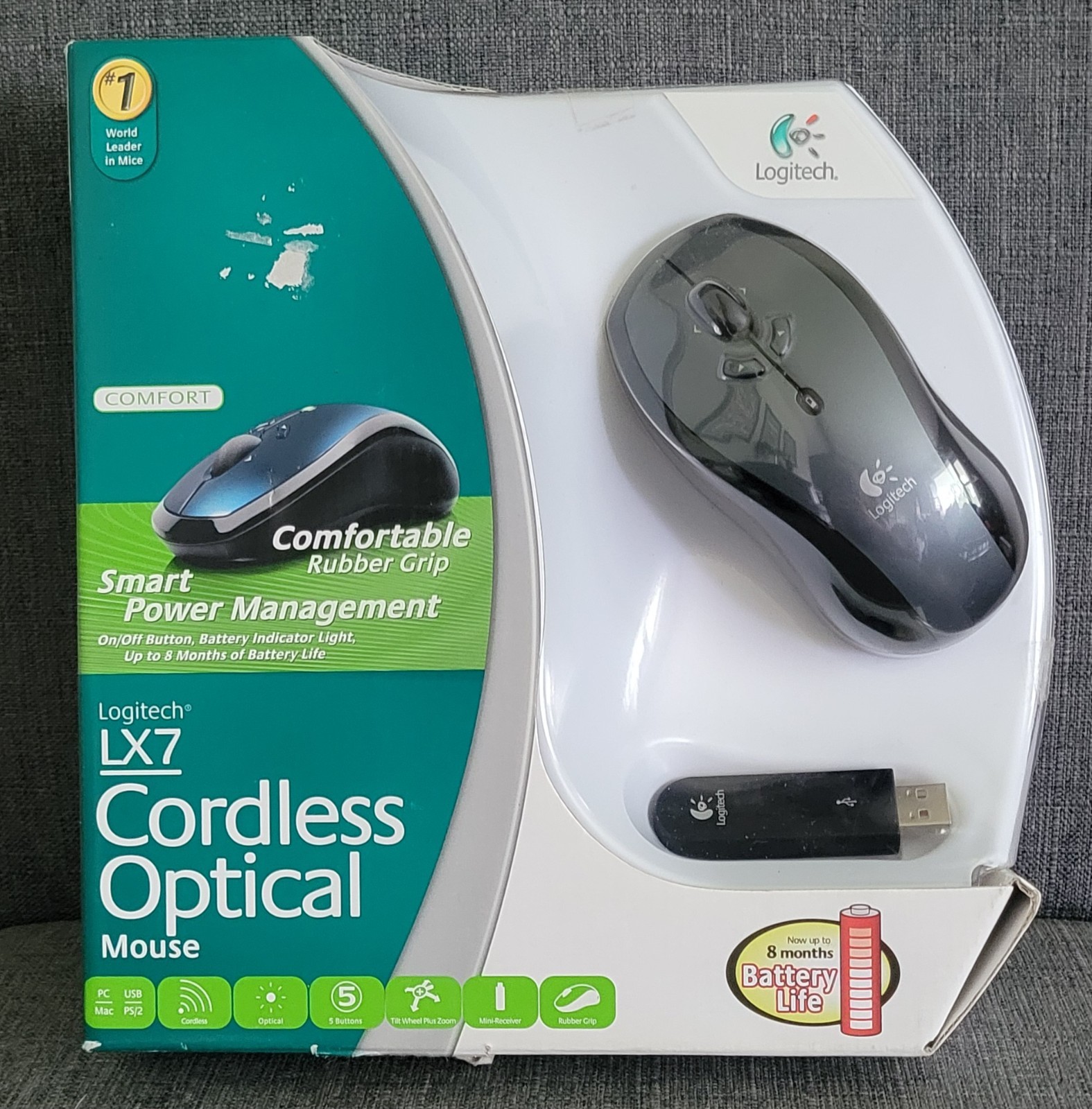 Logitech LX7 Cordless Wireless 5 Button Optical Mouse New in the Box