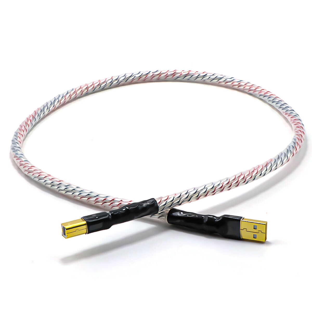 7N OCC Silver Plated Audio USB Cable Type A To B Data Line with Gold Plated Plug