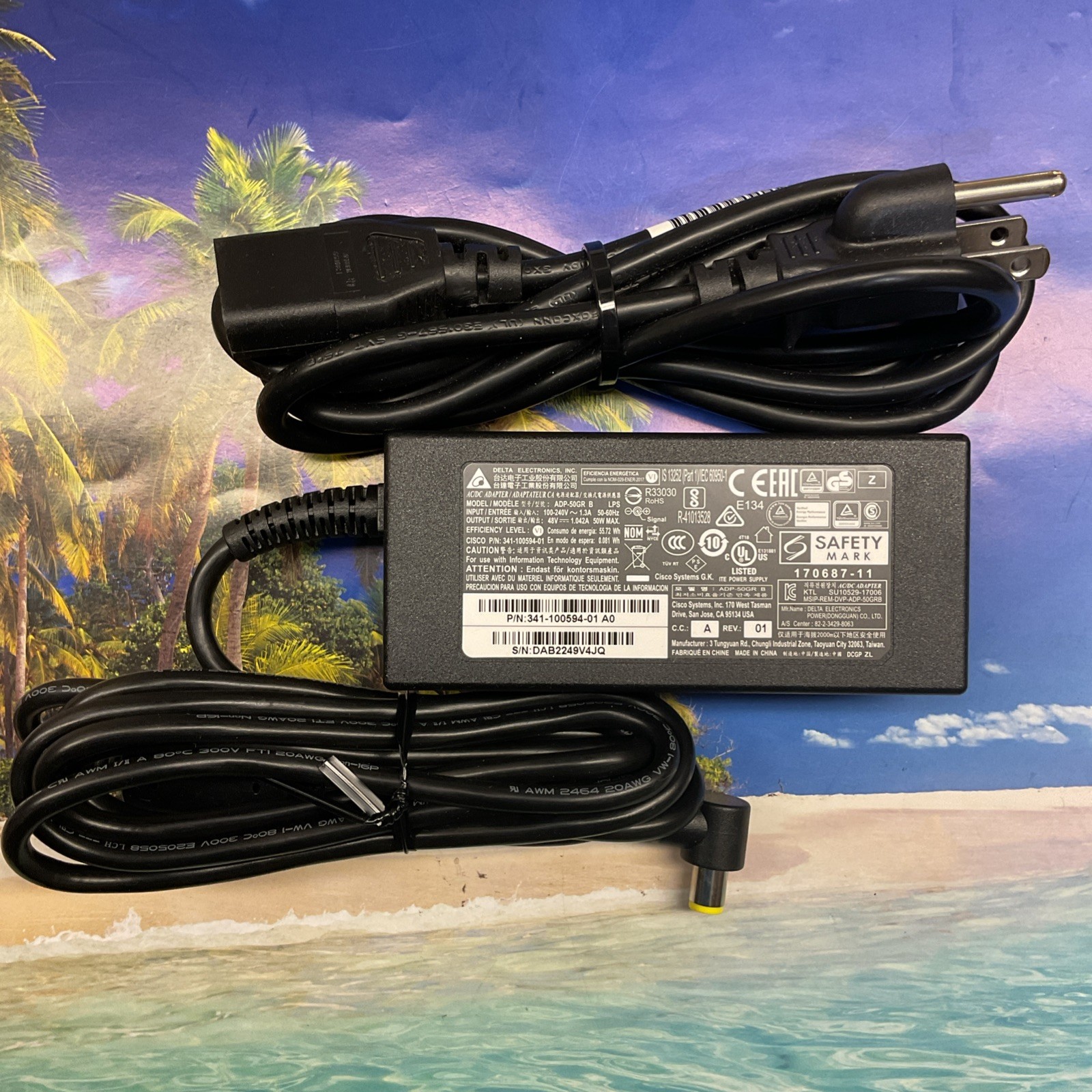 Genuine Delta AC/DC ADAPTER ADP-50GR B 341-100594-01 B For CP-8841 Phone W/ CORD