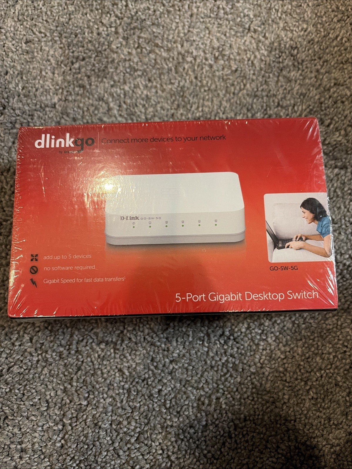 D-Link dlinkgo 5-Port Gigabit Desktop Switch GO-SW-5G White New Sealed