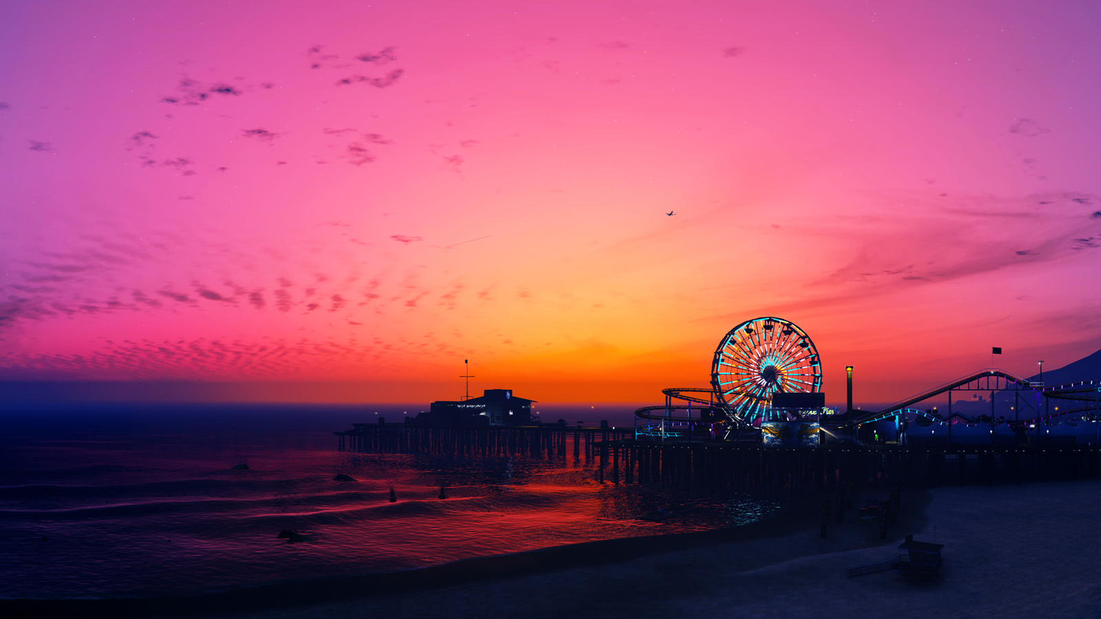 Landscape grand theft auto v sunset video game ferris Custom Gaming Mat Desk