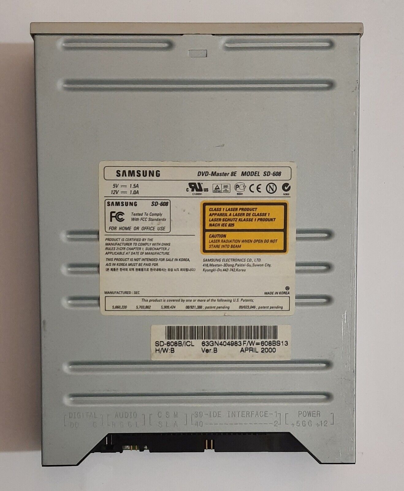 Samsung SD-608 IDE 8x DVD CD-ROM Drive (40xCD-ROM, Retro, 2000)