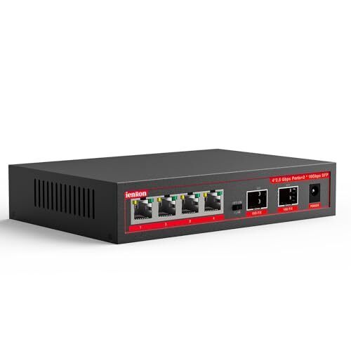ienRon 6 Ports Unmanaged Ethernet Switch, 4x2.5G Base-T Ports+2x10G SFP,60Gbp...