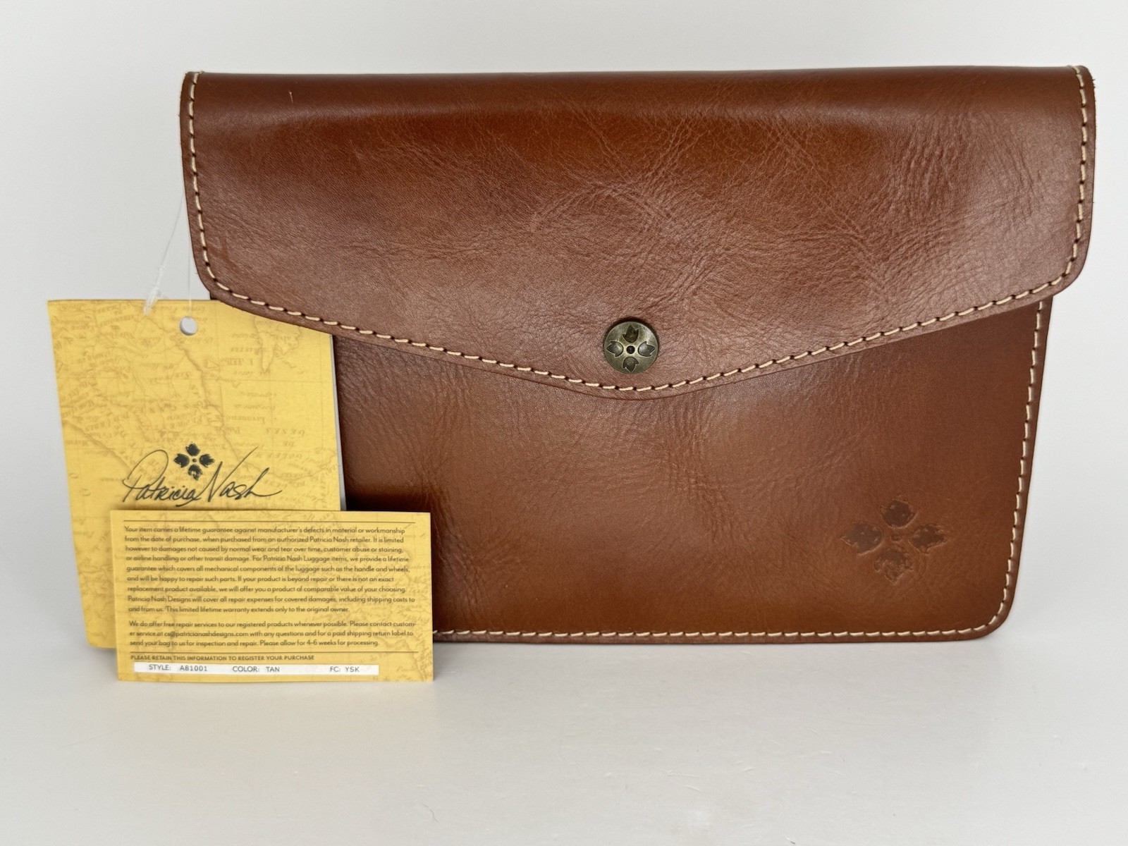 Patricia Nash Mini Tech Folio Tan Leather for iPad or iPhone Or Kindle