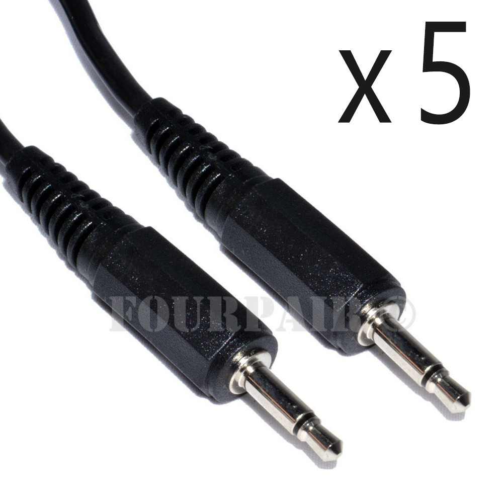5 Pack Lot 15ft 3.5mm Male to Male Mono Audio Cable Cord 1/8" TS Plug Microphone