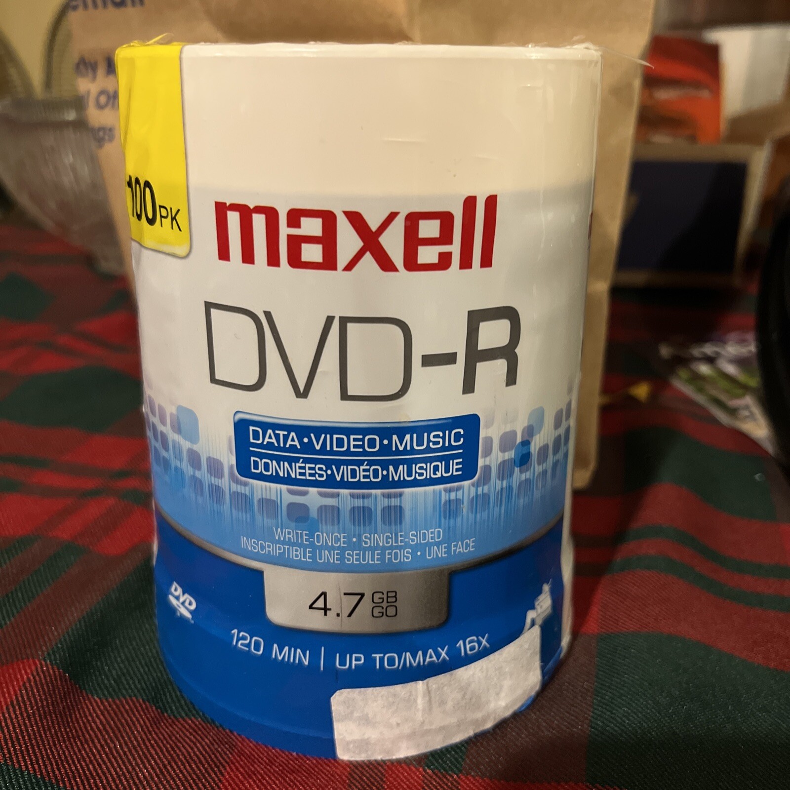 Maxell DVD-R Discs 4.7GB 16x Spindle Gold 100/Pack 638014 New Sealed 