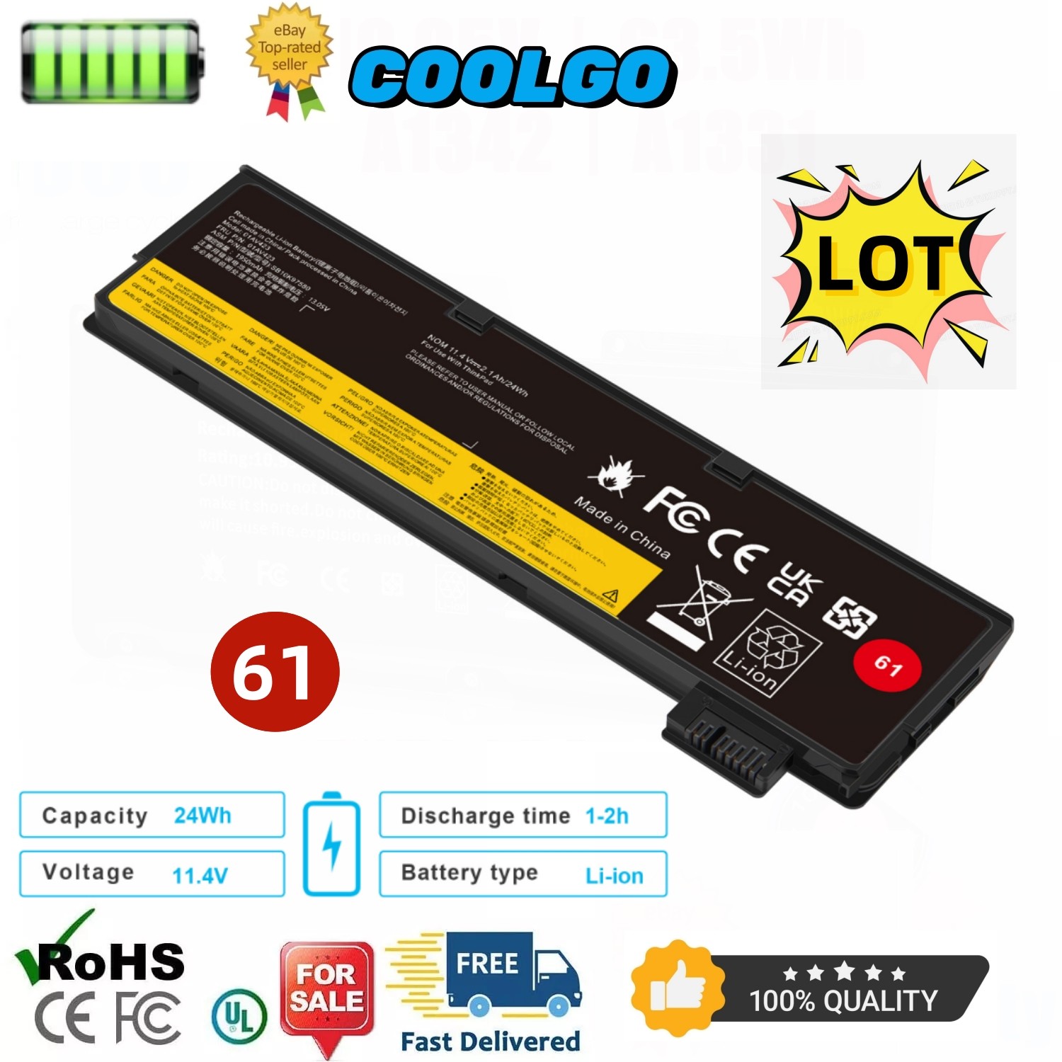 LOT 61 Battery 01AV424 For Lenovo ThinkPad T470 T480 T570 T580 P51S P52s 01AV490