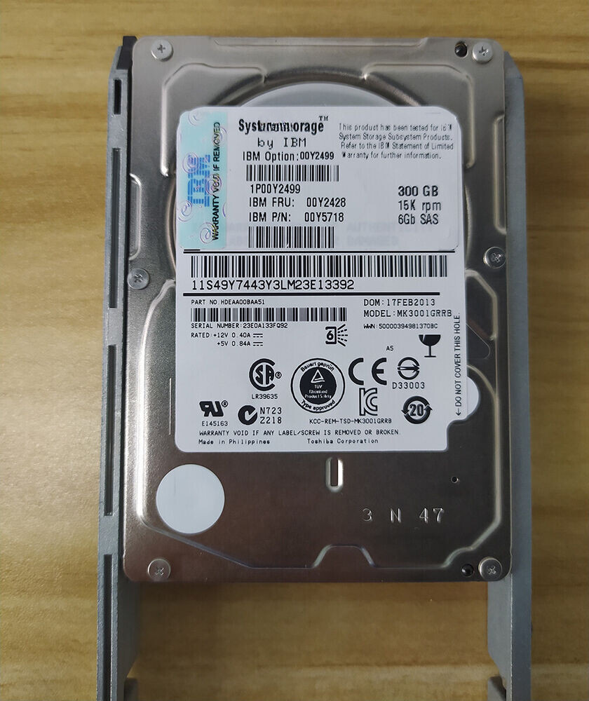 Compatible IBM 00Y2428 300GB 15000RPM SAS 6GBPS 2.5 INCH SFF Hard Drive Disk HDD