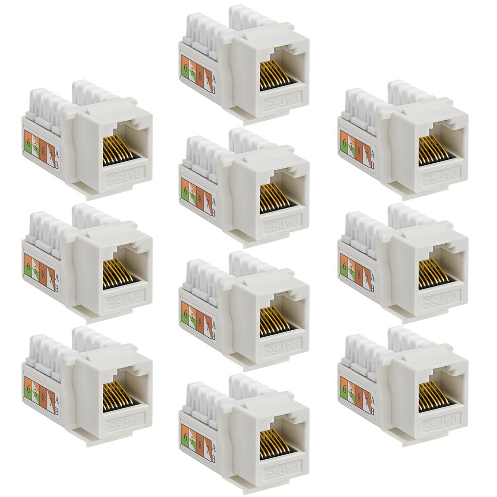 10x Cat5e RJ45 Network LAN Ethernet Keystone Jack 110 Punch Down Snap-in White
