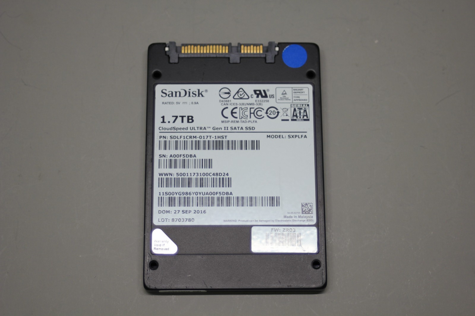 SanDisk CloudSpeed ULTRA 1.7TB 2.5" SATA SSD SDLF1CRM-017T-1HST 90-99% Health