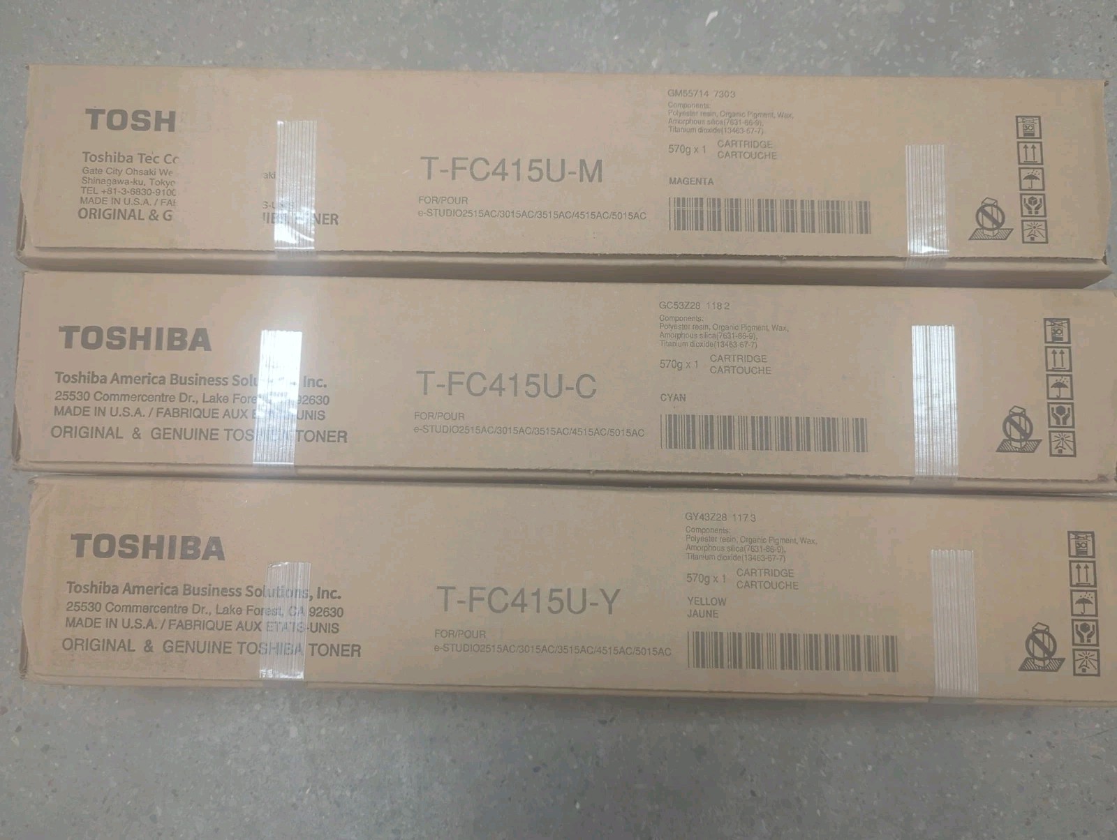 Genuine Toshiba TFC415U CMY Toner Cartridges e-STUDIO 2515/3015/3515/4515/5015A