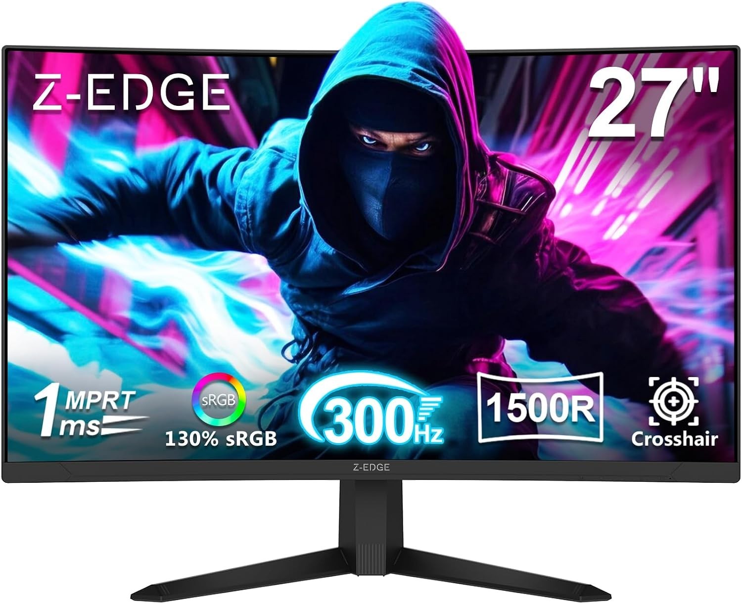 Z-Edge 27-Inch Curved Gaming Monitor, 300Hz, FHD 1080P for Ultimate Performance