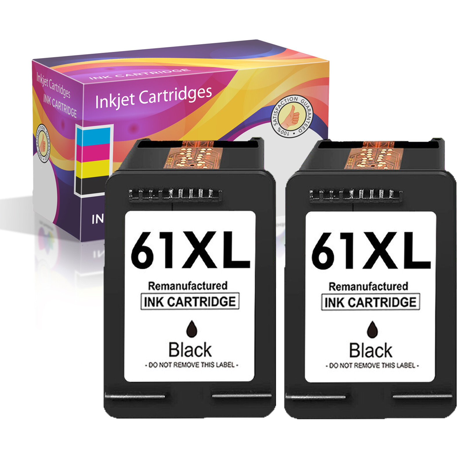 2pcs Compatible with HP 61XL Black Ink Cartridges
