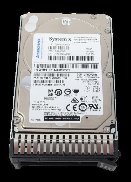 00AJ092 00AJ091 00AJ095 LENOVO 600GB 10000RPM 6Gbps G3HS 2.5" SAS HDD Hard Drive