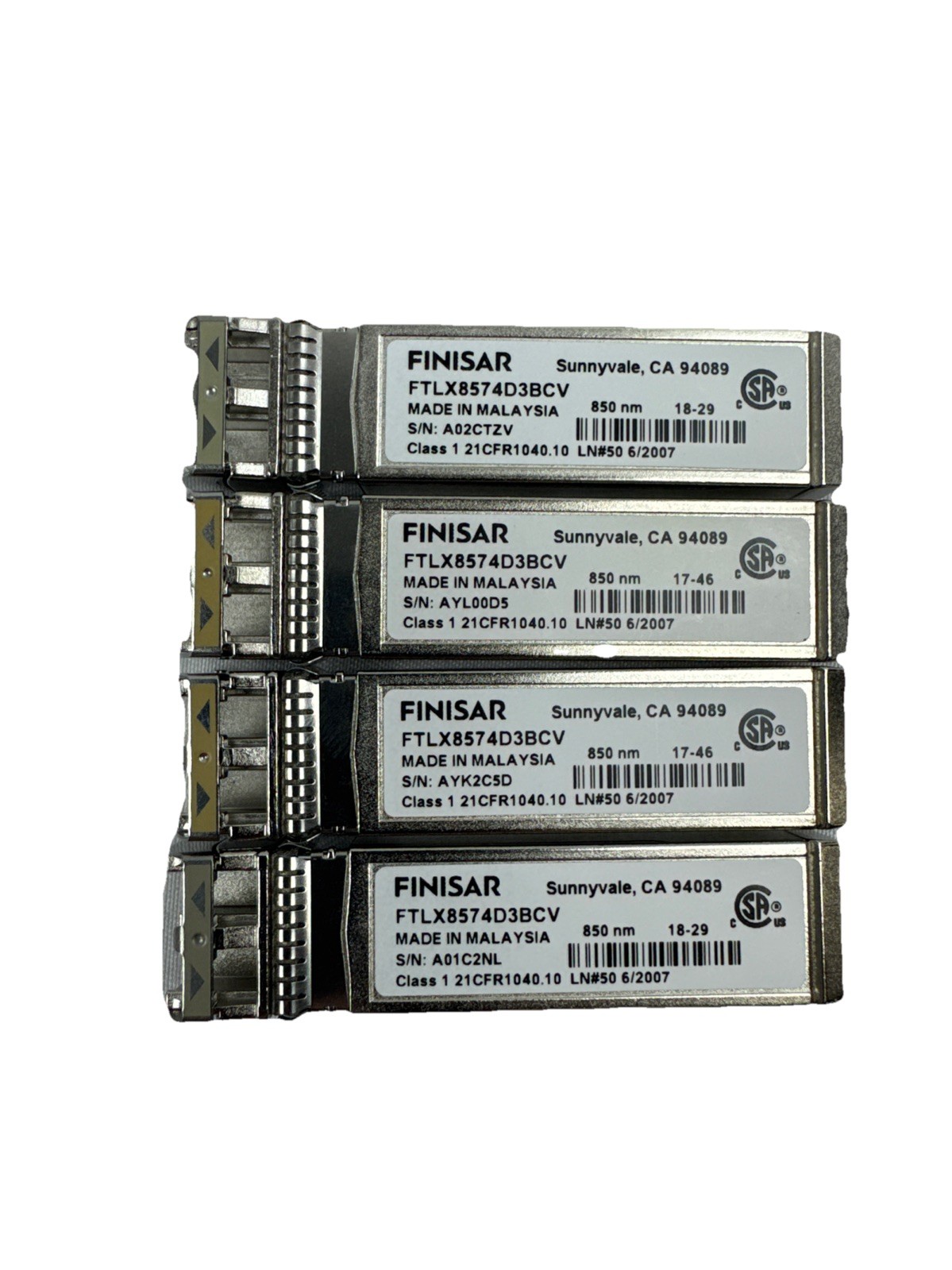 LOT OF 4 Finisar FTLX8574D3BCV Transceiver Modules w/ 