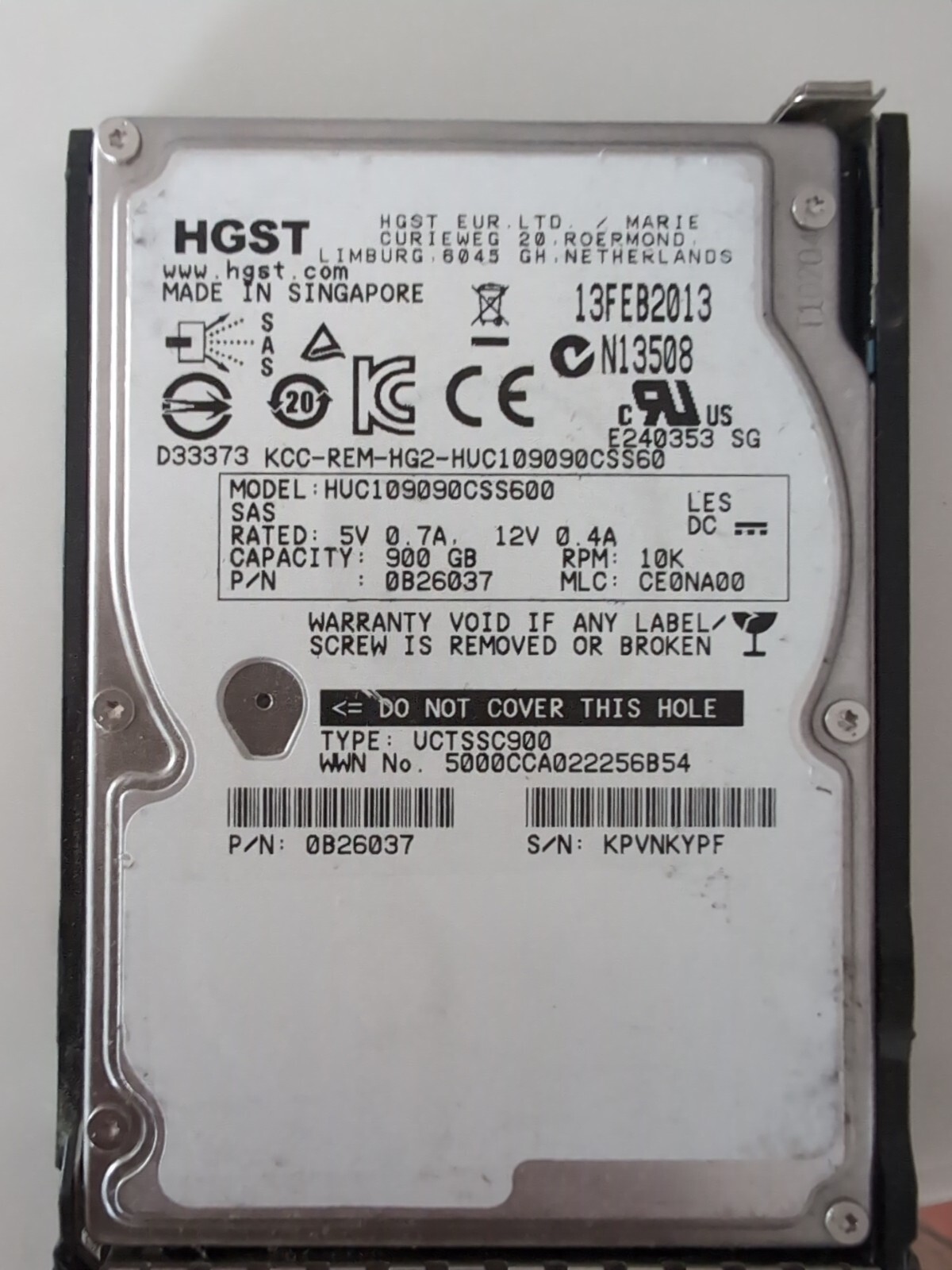 Hitachi Ultrastar C10K900 900GB Internal 10000RPM 2.5" (0B26014) HDD