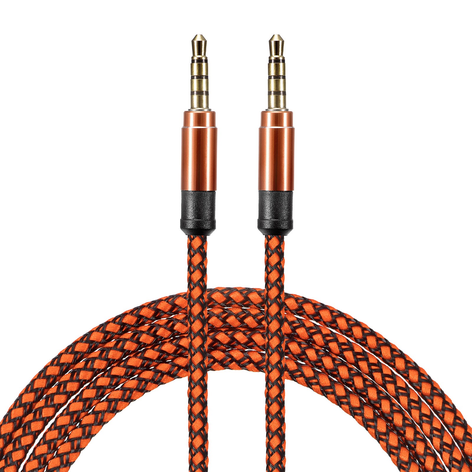 2Pcs Aux Cable 3.5mm Male to Male Nylon Braided 10Ft Auxiliary Cord Orange