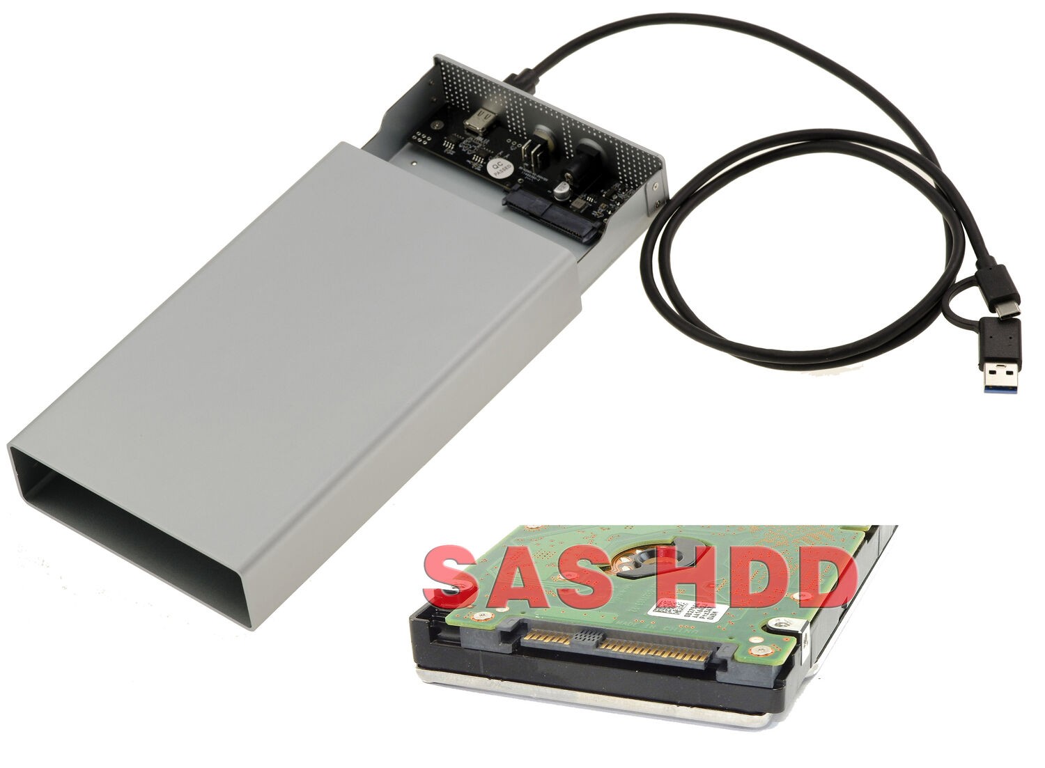 Metal Case For HDD SAS 2.5 3.5 SFF-8482 USB3.2 Gen 2X1 10G