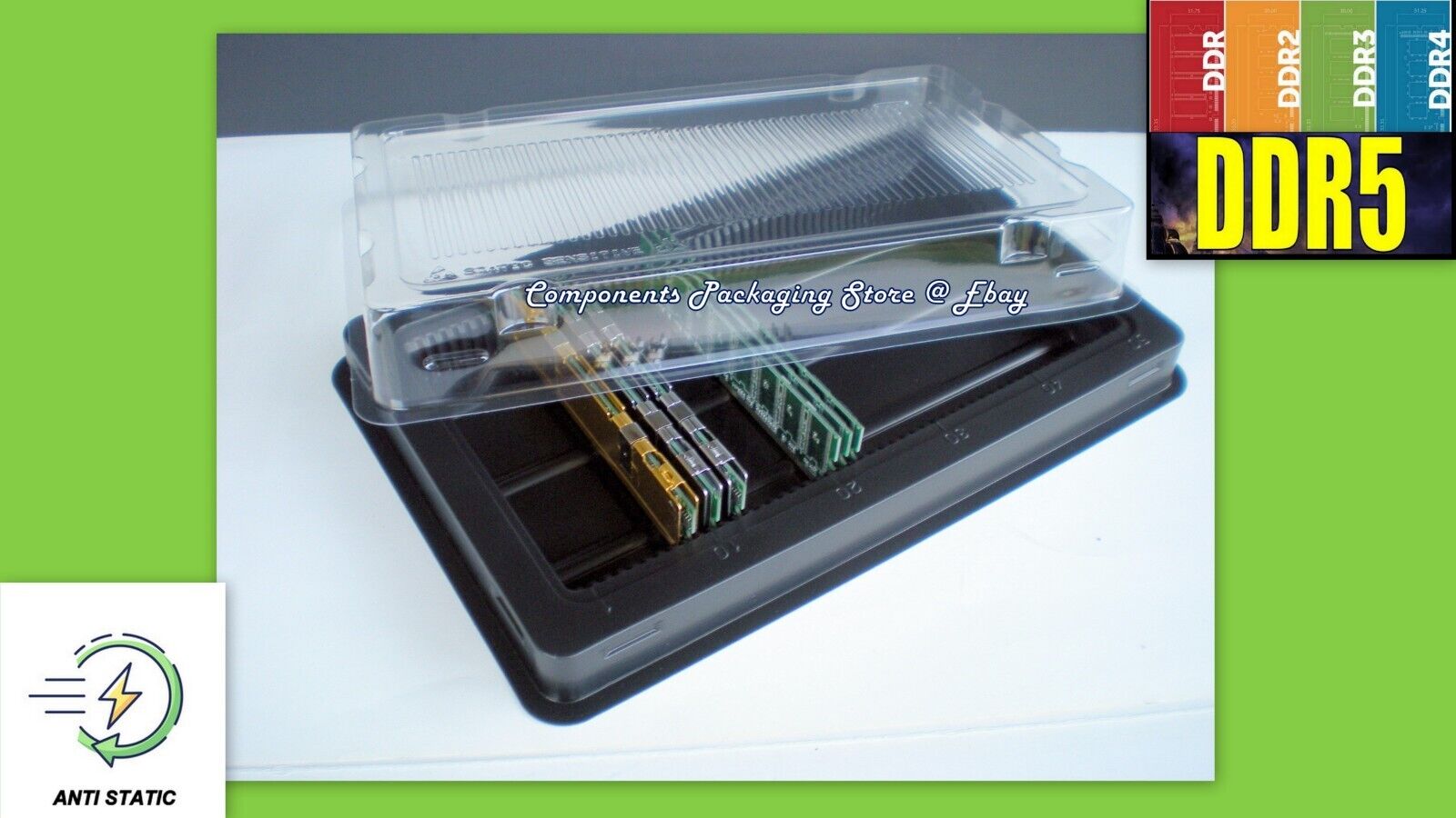 5 Trays for DDR5 DDR4 RAM Box Memory Case PC Server DIMM Modules  Fits  250 New