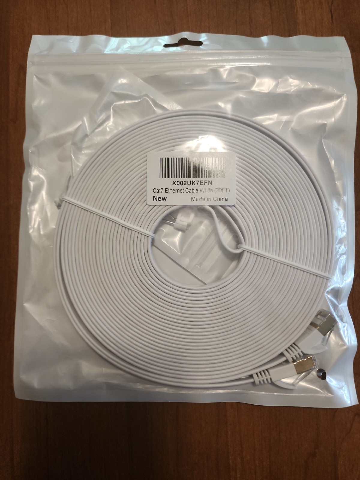 30 ft Cat7 Ethernet Cable White Flat High Speed RJ45 LAN Cord New