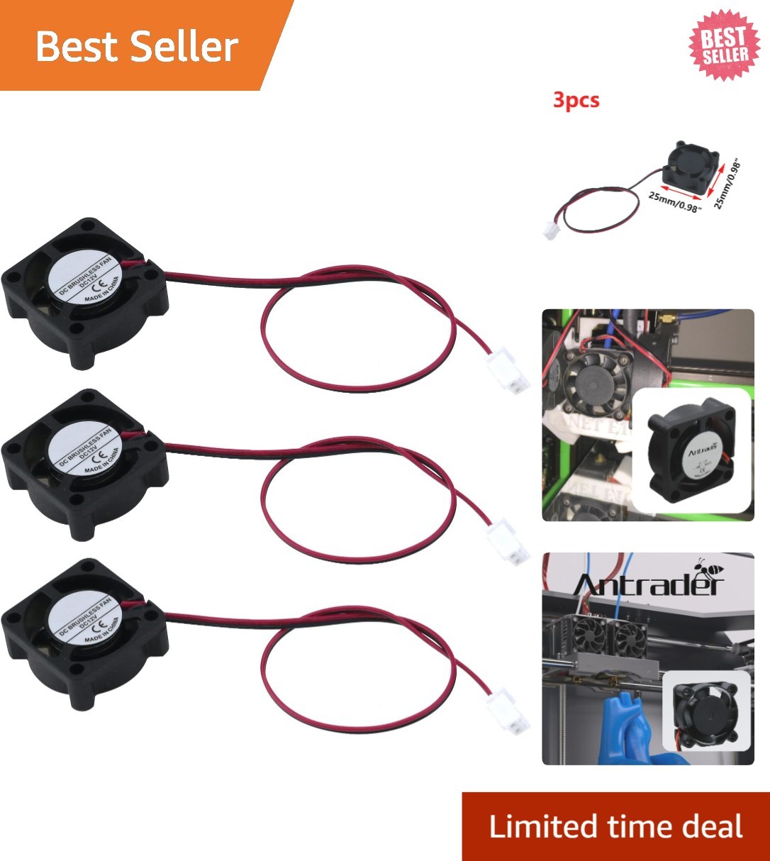 Energy-Efficient 12V Mini Brushless Fans 3-Pack for Quiet Operation & Cooling