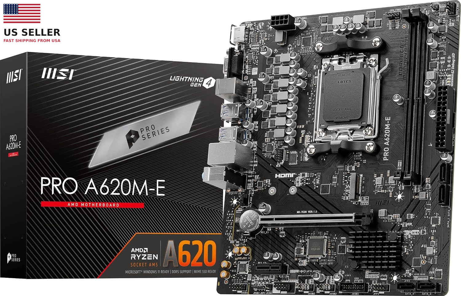 MSI PRO A620M-E Proseries Motherboard (AMD 9000/8000/7000 Series Processors, AM