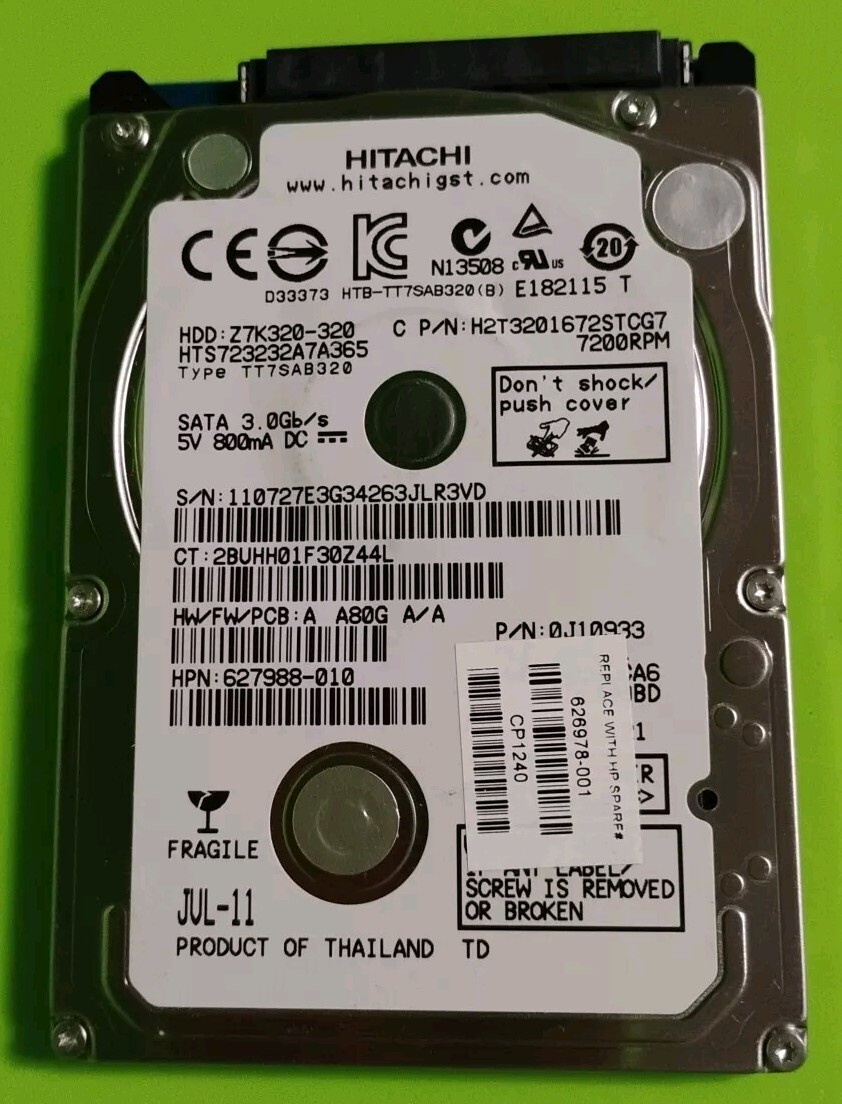 Lot Of 3 Hitachi 320GB 7200RPM 2.5" SATA HDD Z7K320-320. #Y281