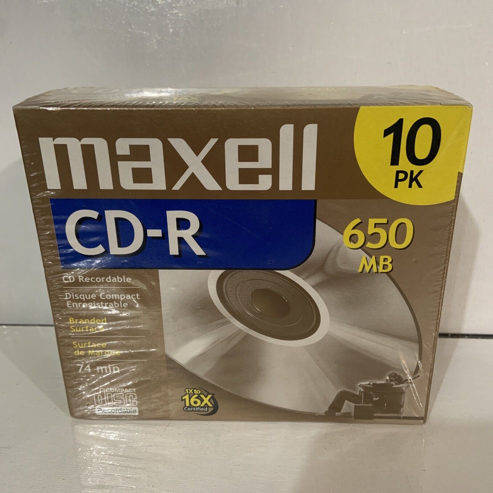 New MAXELL CD-Recordable 650MB/74 Min/1X to 16X/10 PK Disc - 