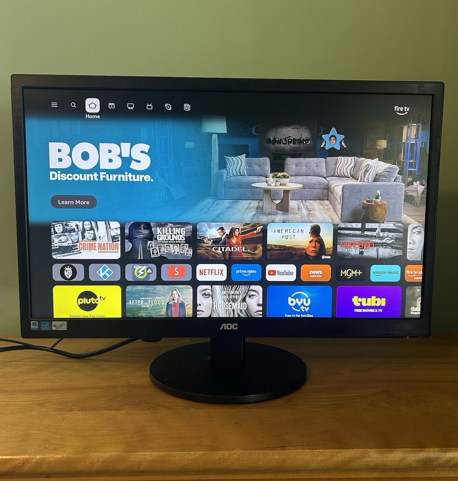 AOC E2470SWHE 23.6" FHD LED LCD Monitor 60Hz 5ms HDMI D-Sub Black