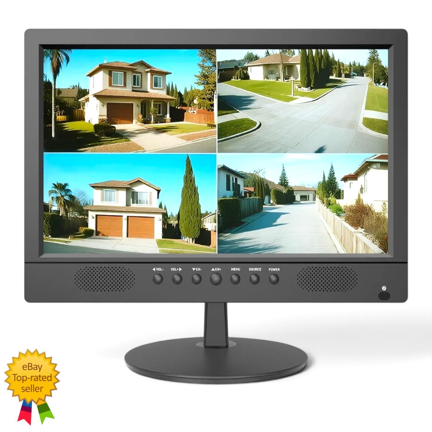 Jexiop 16" Security Monitor Wall-Mounted CCTV HDMI VGA BNC Speaker Remote - NIB