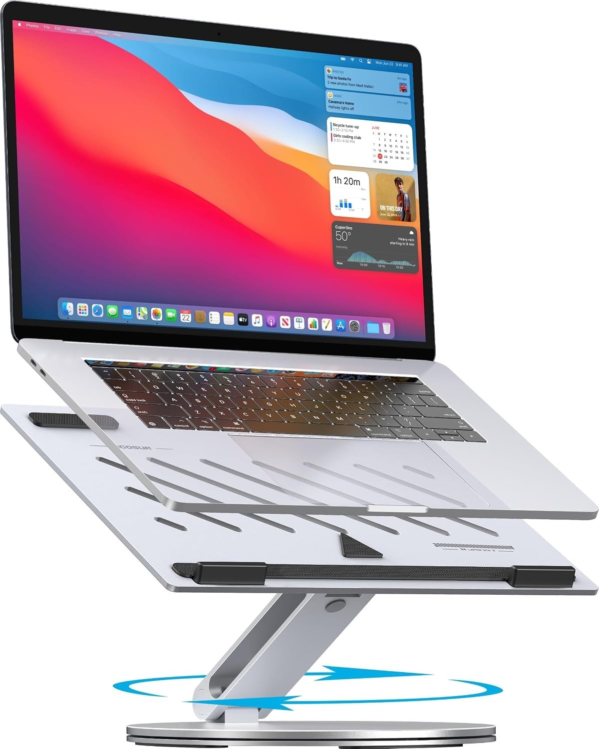 YICOSUN Aluminum Laptop Stand 360 Rotating Height Adjustable w/Vent - Universal