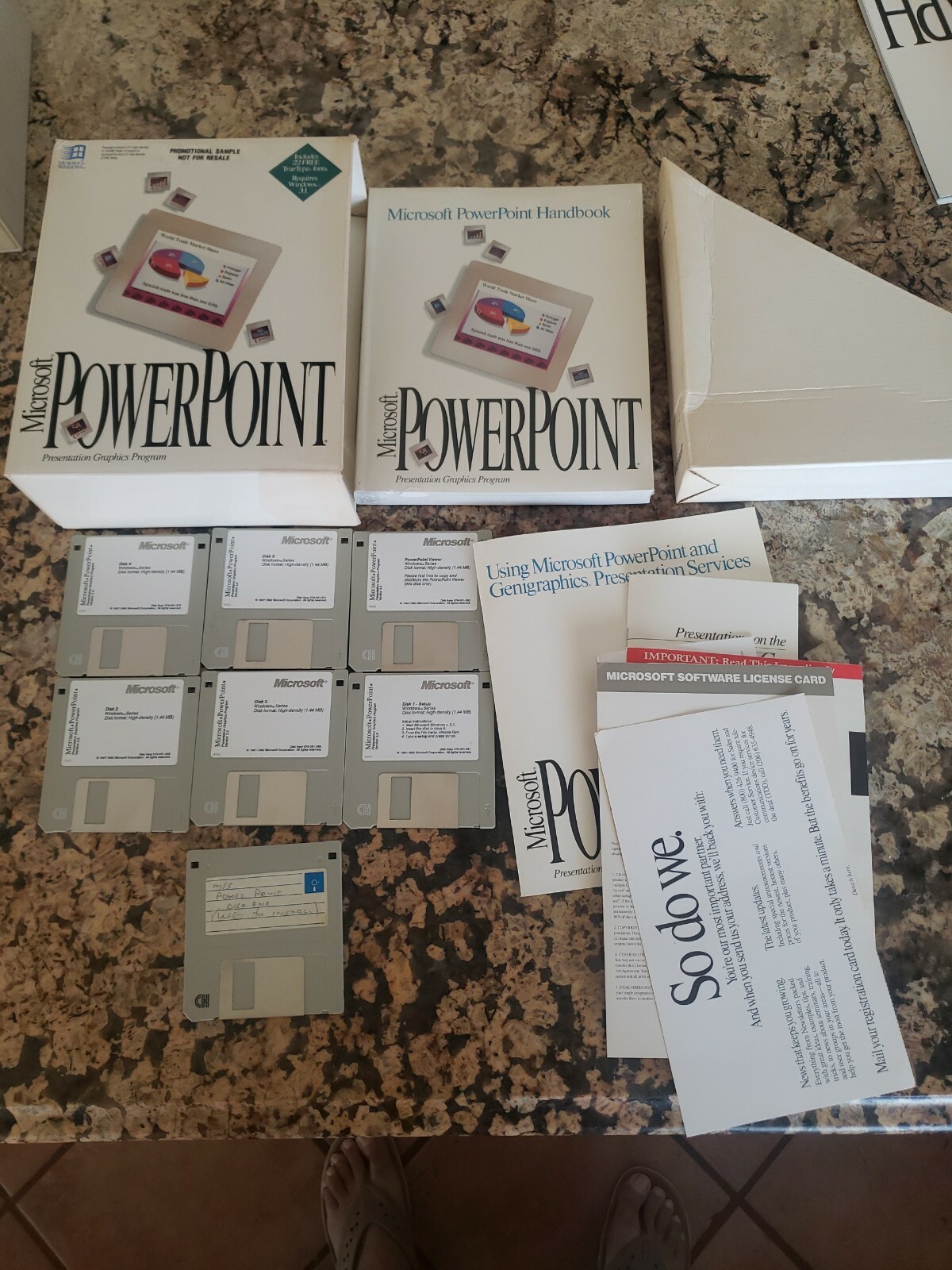 Vintage Microsoft Power Point 3.0 3.5" Floppy Disks ***COMPLETE & PROMOTIONAL***