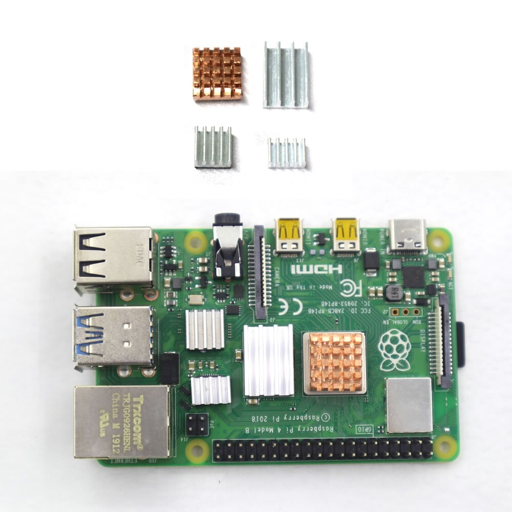 1 set 4pcs Copper Aluminum Heatsink Kit w/Thermal Pad for Raspberry Pi 4 Model B