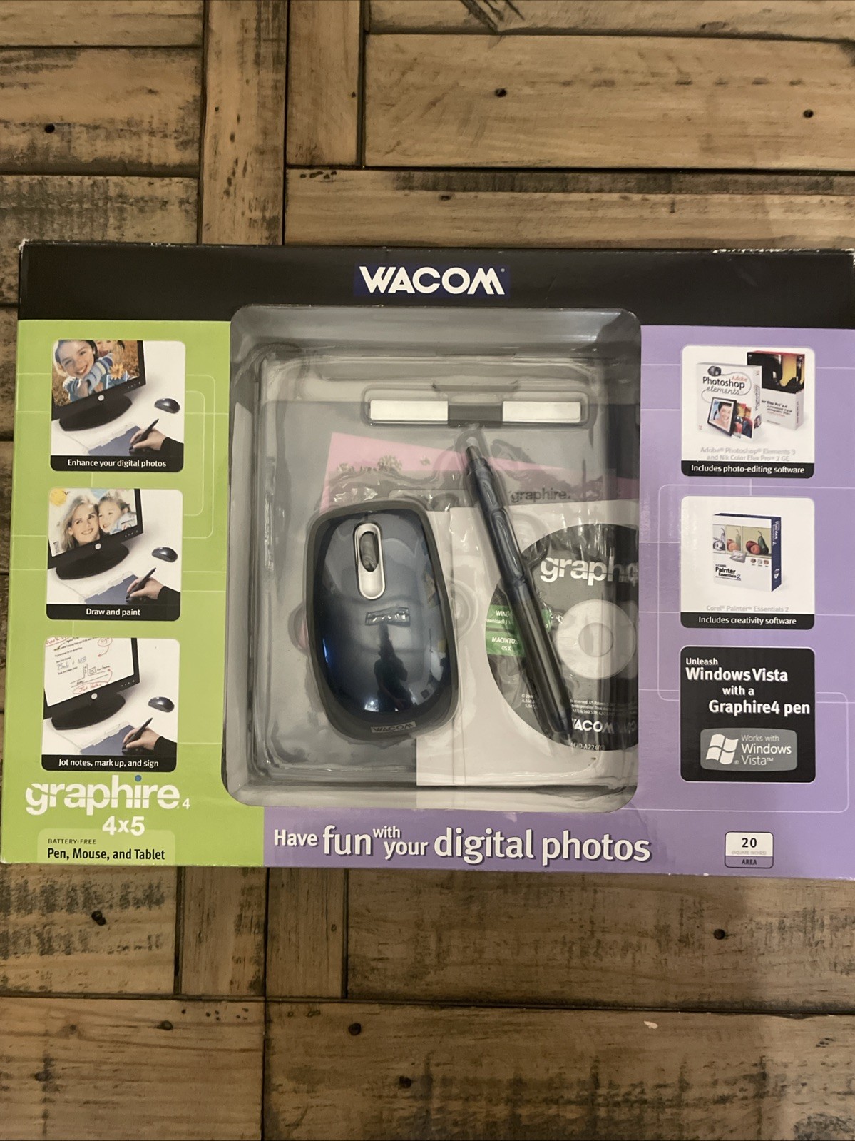 Wacom Graphire 4 USB Tablet Mouse Pen Holder 4x5 Digital Photo Edit 20 SQ Inches