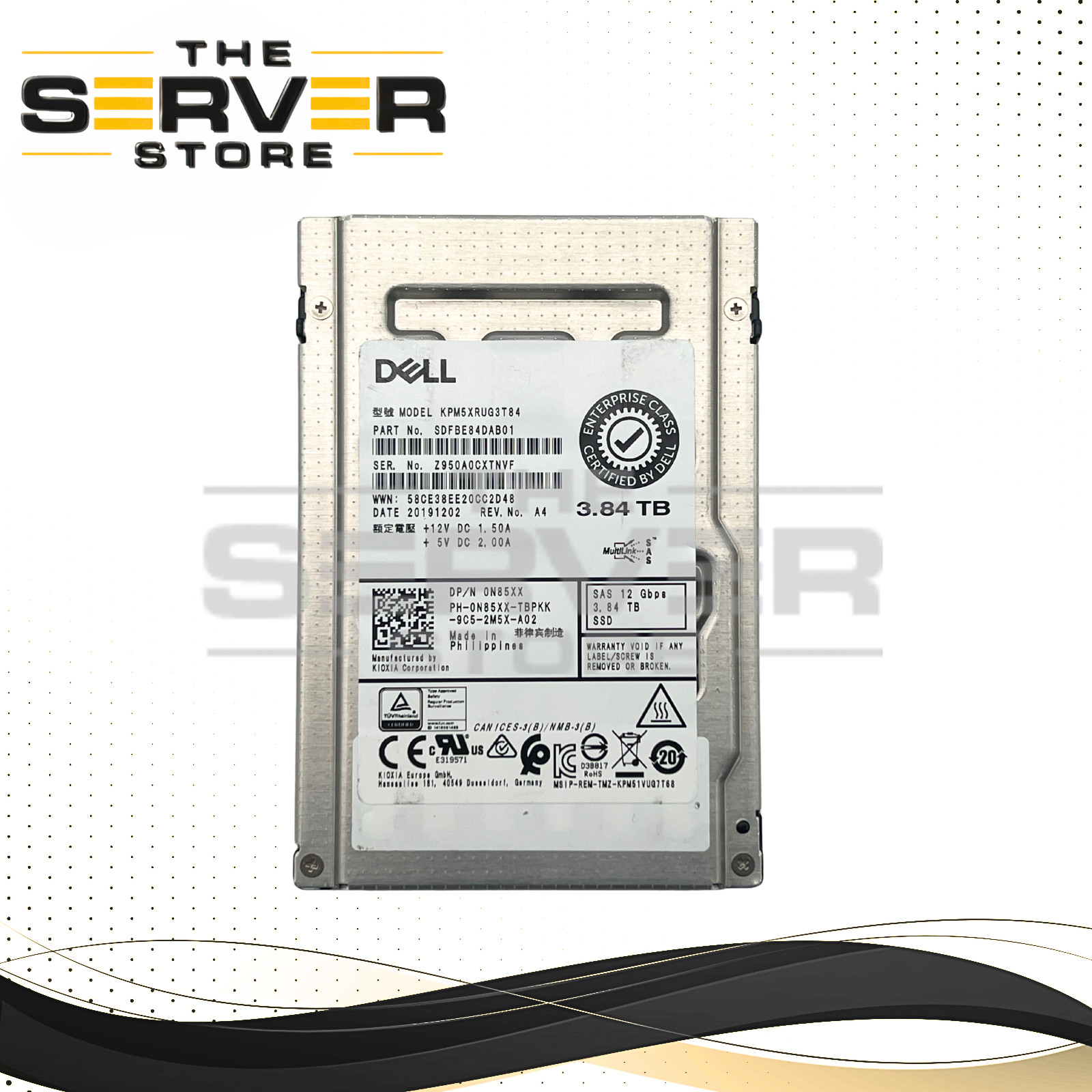 Kioxia 3.84TB SAS 12G RI SFF 2.5" 15mm SSD (Toshiba) PM5-R Series KPM5XRUG3T84