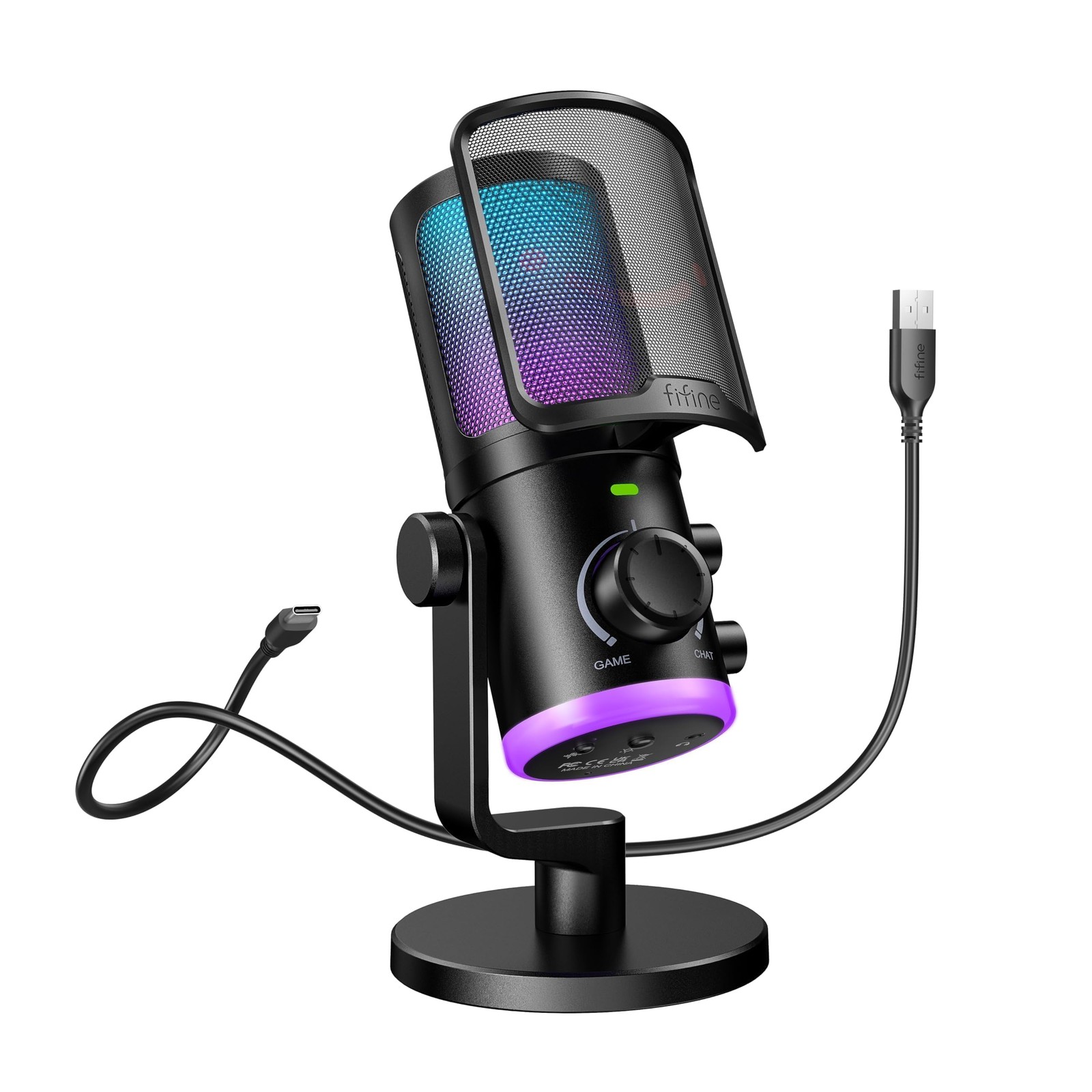 FIFINE AM6 USB Gaming Microphone, Condenser Mic with ChatMix Dial
