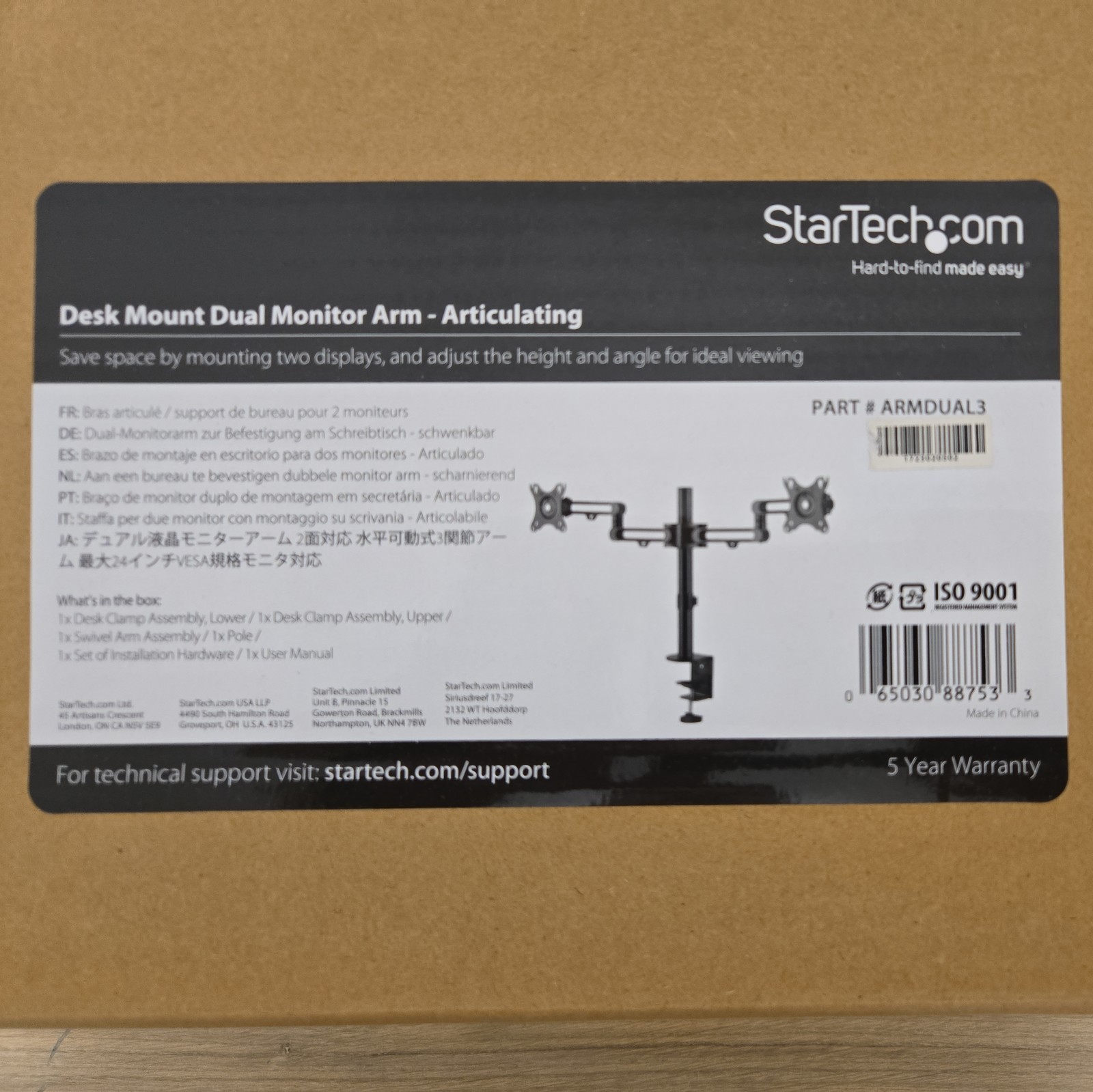 Desk Mount Dual Monitor Arm, Adjustable  Height & Angle, #armdual3 StarTech