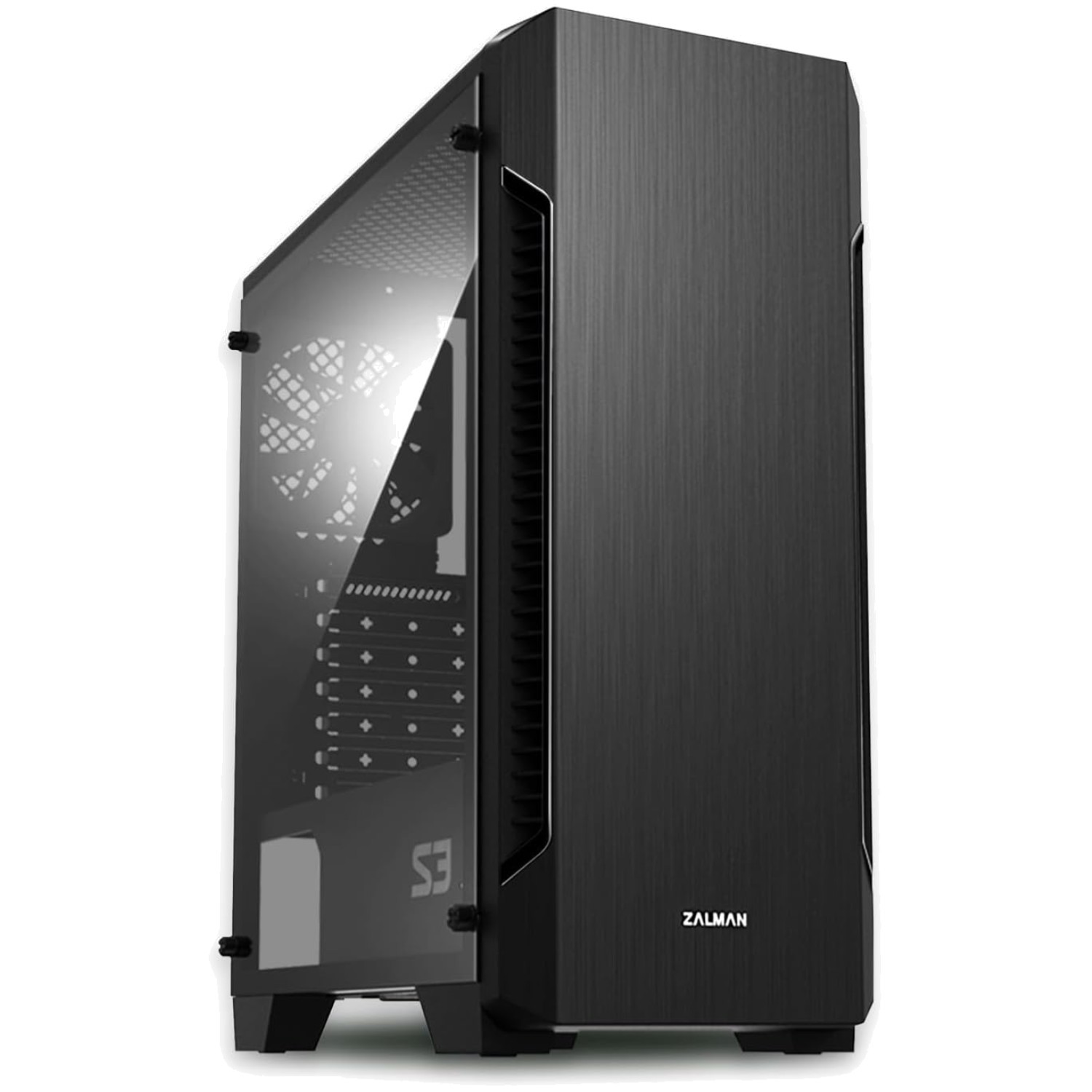 Stylish S3 ATX Mid-Tower Case - Full Acrylic Side Panel & 3 Fans Included