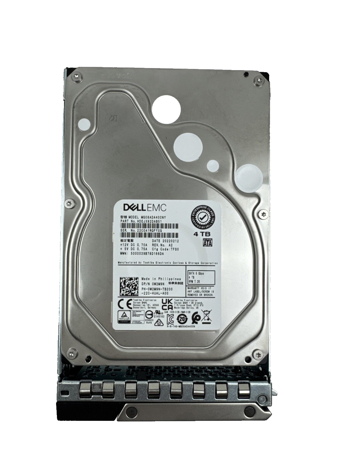 Dell EMC 4TB 7.2K RPM SATA 6GB/s Enterprise HDD - MG08ADA400NY With Caddy