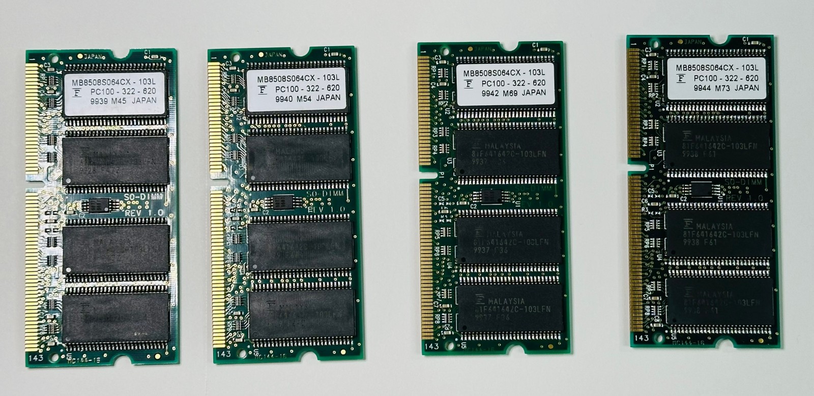 Lot of 4x 8MB 72-Pin SIMM RAM Fujitsu MB85085064CX-103L Vintage Memory Untested