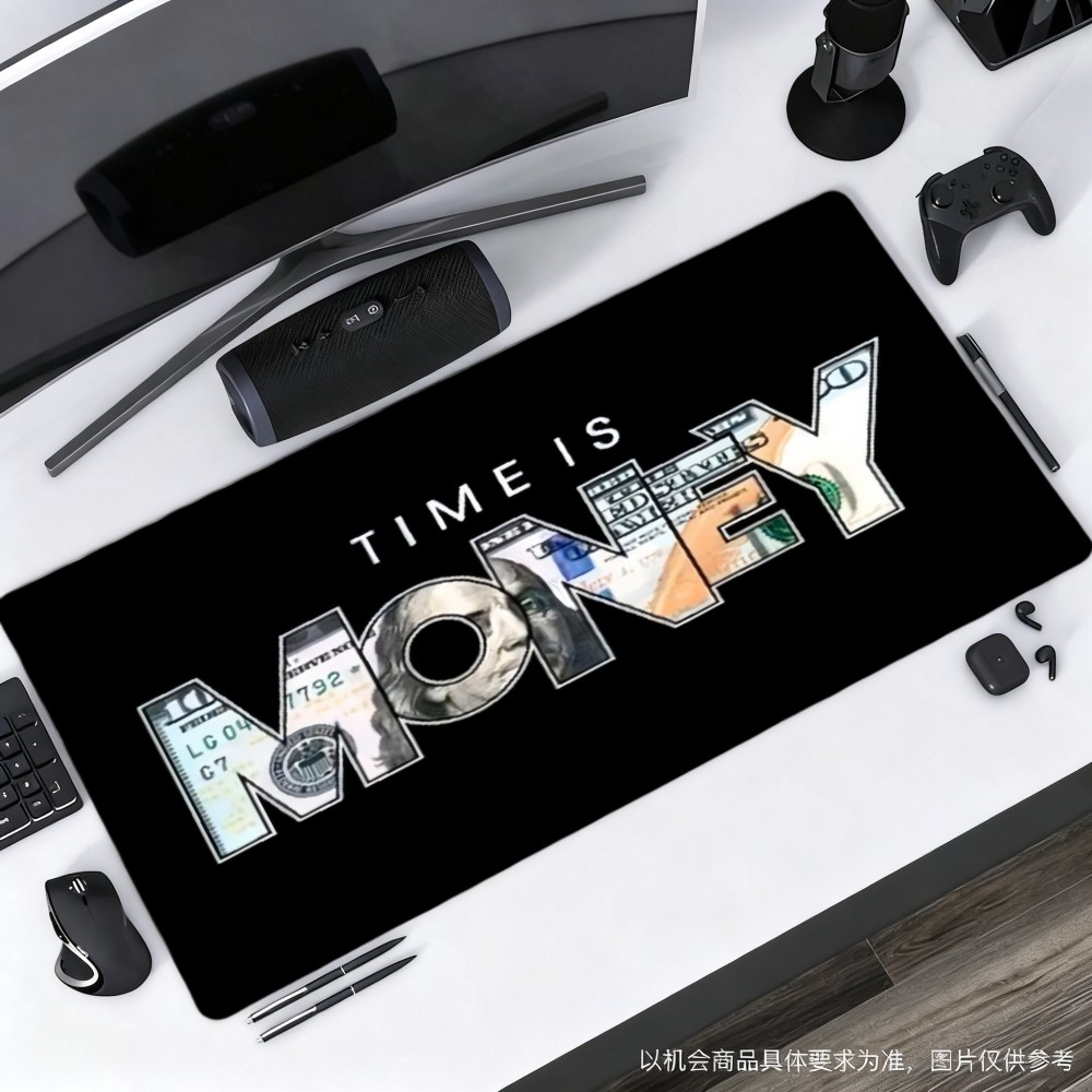 1pc 2D Flat Mouse Pad And Mouse Mat Time Is Money Design with Currency Notes A