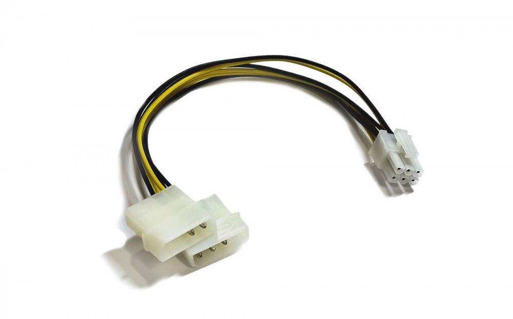 Lot 10pc 8" 4Pin Molex x2 to PCI-E Express 6Pin DC Cable Video Card Power Supply
