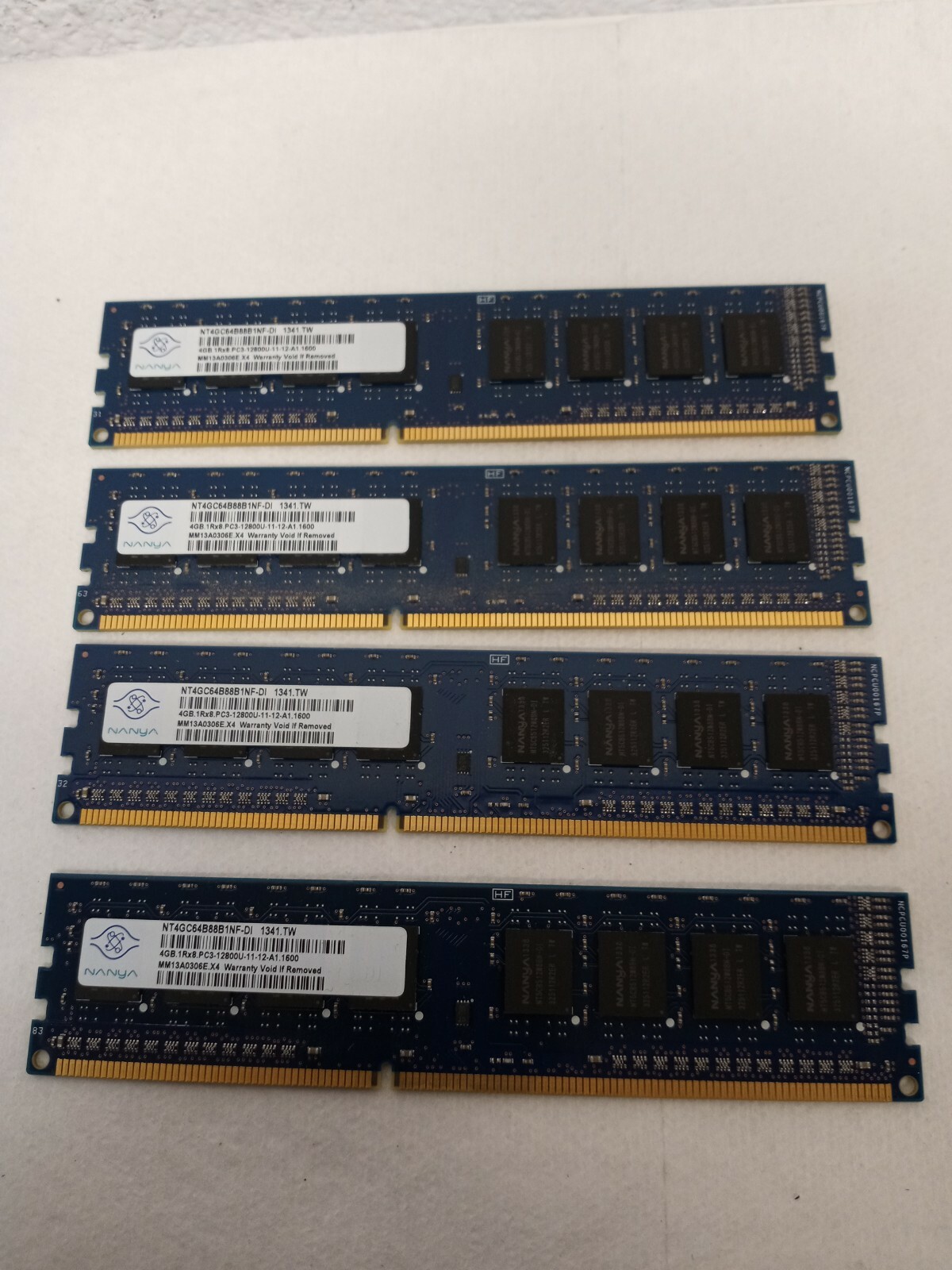4PCs Nanya 4GB PC3-12800U DDR3 1600MHz 1Rx8 Desktop Memory 16GB NT4G64B88B1NF-DI