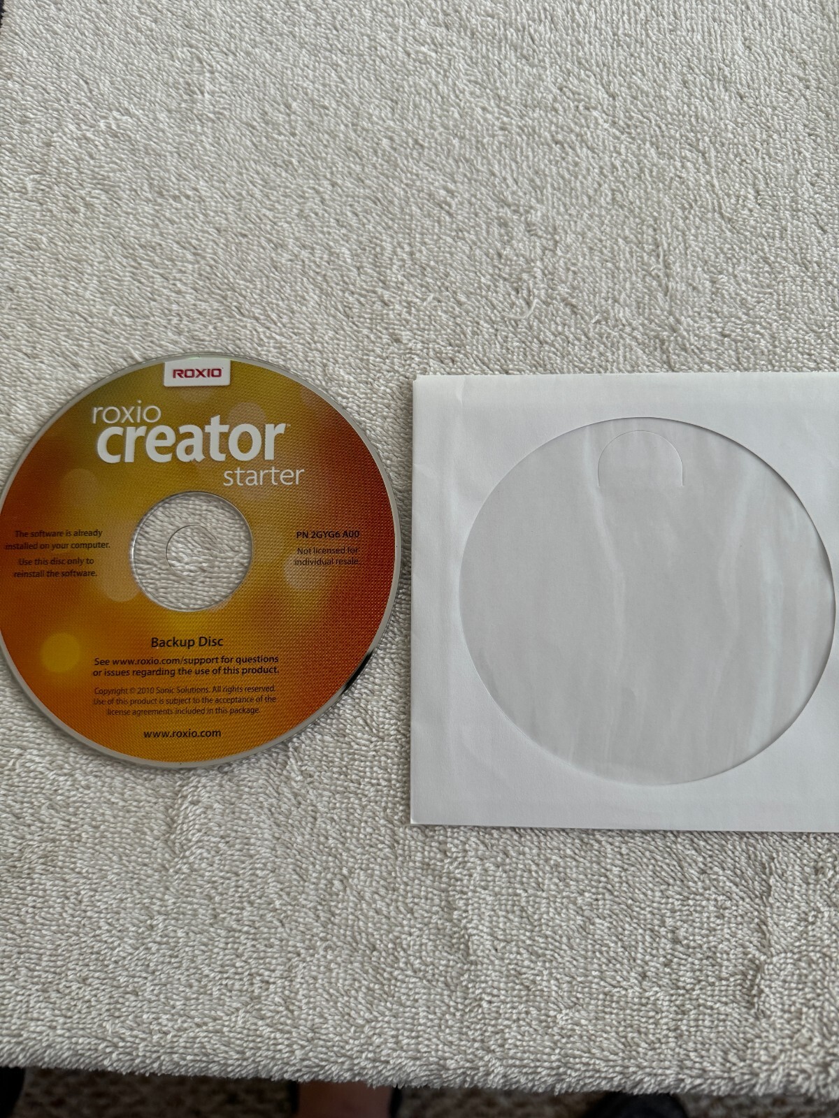 Roxio Creator Starter  P/N 2GYG6 - NO PRODUCT KEY