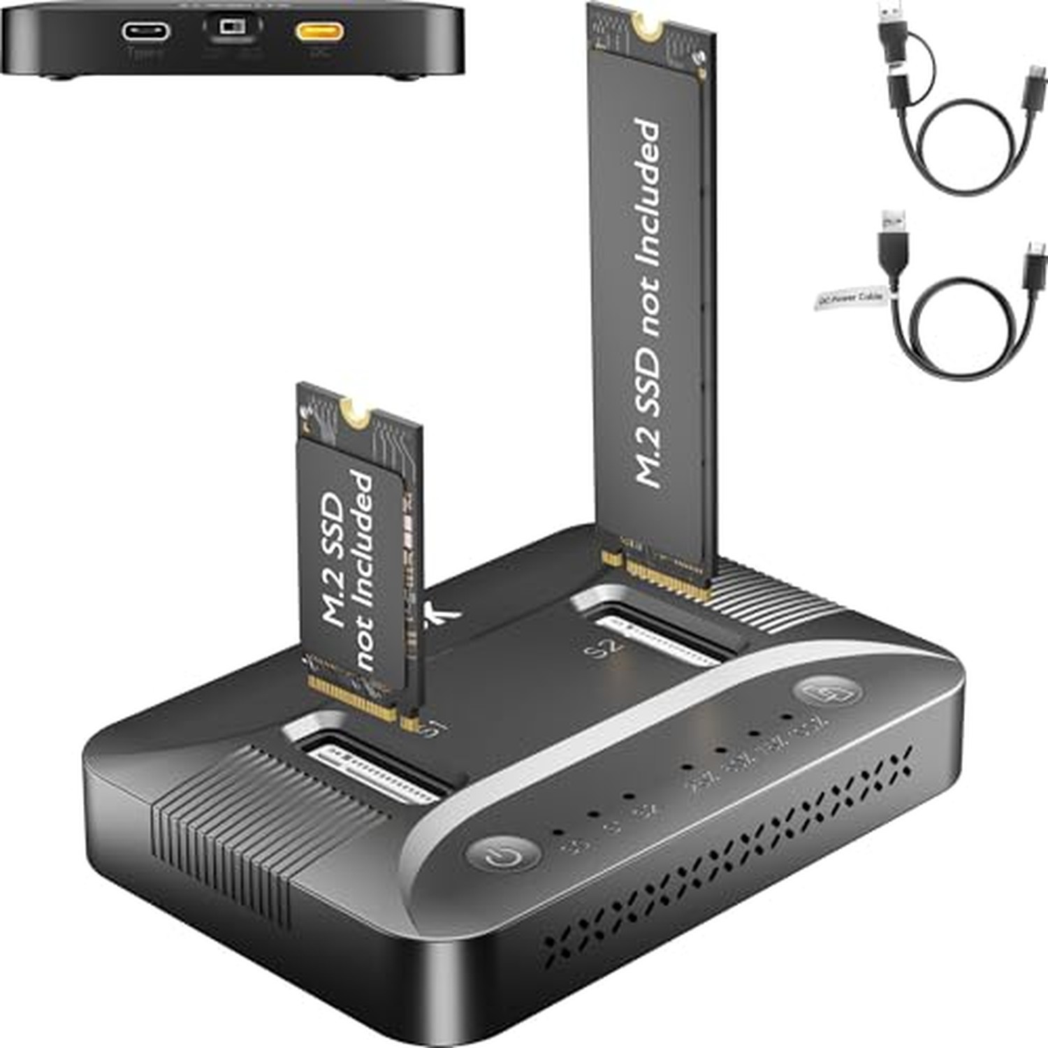 Dual-Bay M.2 SSD Cloner Dock for PC Storage Upgrade Tool-Free 16TB