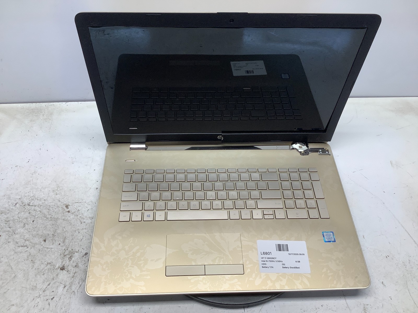 HP 17-BS028CY Intel i5-7200U 2.5GHz 8 GB NO HDD - Hinge DMG