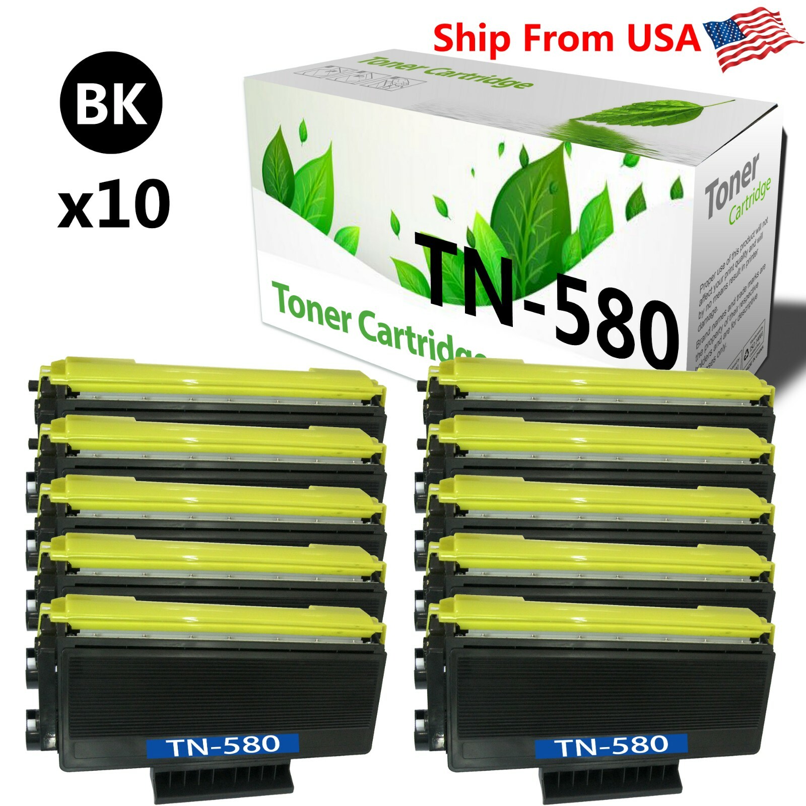 10PK Brother TN-580 TN580 Toner Cartridge for HL5250DN HL5250DNT DCP8060