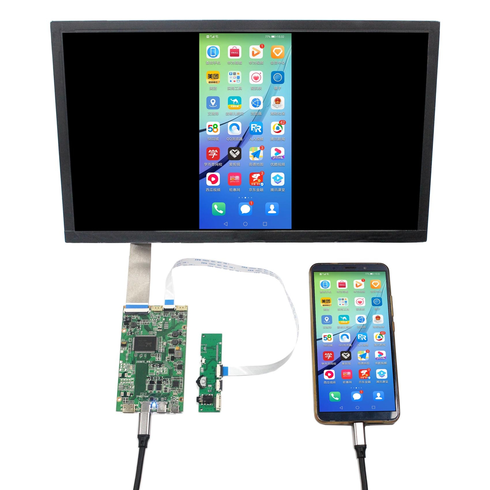 HD Type C LCD Controller Board 13.3"  2560X1440 NV133QHM A51 IPS LCD Screen
